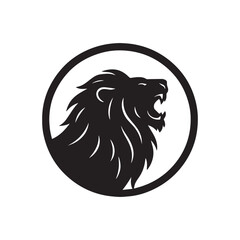 Lion roaring logo black silhouette design clip art, detail animal wildlife symbol icon 