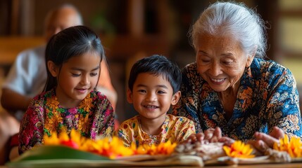 Joyful Family Bonding Moment with Grandparent and Children