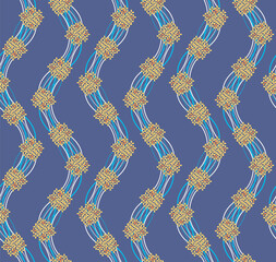 Japanese Bouquet Swirl Line Vector Seamless Pattern