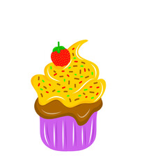 cupcake with cream and strawberry