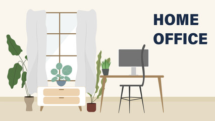 Fototapeta premium Work from home content, illustration in flat style, illustrations EPS 10