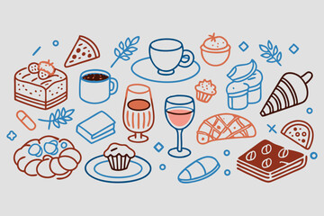 Vector set  icons and vintage design elements for restaurant bar and party use