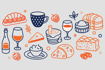 Vector set  icons and vintage design elements for restaurant bar and party use