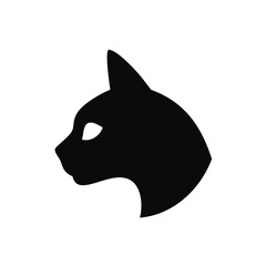 Elegant black cat silhouette profile minimalist design