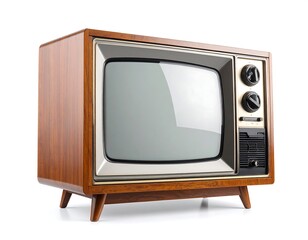 Vintage television on white background