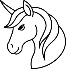 Majestic Unicorn Head Line Art Illustration, Mythical Creature Design