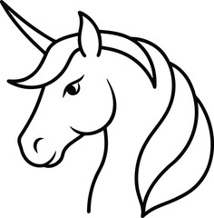 Majestic Unicorn Head Line Art Illustration, Mythical Creature Design