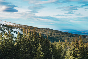 Forests on mountains and blue sky