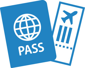 パスポートと搭乗券のアイコンイラスト