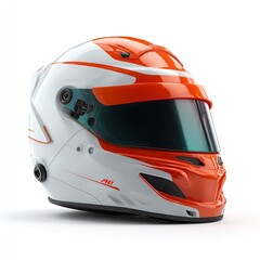Racing Helmet Professional Motorsport Headgear  White and Orange Design
