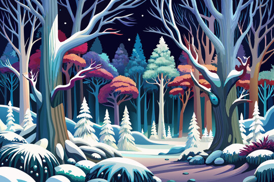 
✅ توضیح حرفه&zwnj;ای و بهینه&zwnj;شده (۲۴ کلمه&zwnj;ای):

Vector illustration of a snowy forest with polar trees ideal for winter scenes, Christmas themes, nature backgrounds, seasonal cards, and icy environment 