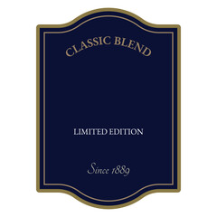 Premium dark blue Label with gold border