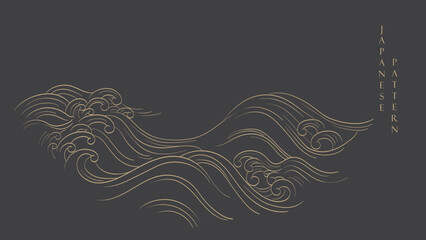 Fototapeta na wymiar Japanese background with line ocean sea pattern vector. Abstract template with geometric wave pattern. Mountain layout design in oriental style