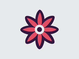 Elegant Floral Design Red Flower Icon, Simple and Modern Vector Illustration