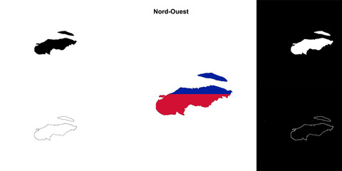 Nord-Ouest department blank outline map set