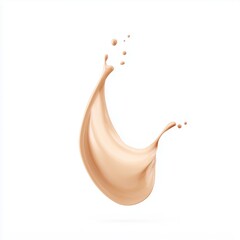 Liquid foundation splash in a creamy beige color, artistically captured against a clean white background, showcasing beauty product texture and fluid motion for cosmetic branding