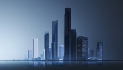 Obraz premium Modern city skyline at dawn.