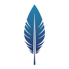 Single blue feather simple design minimalist icon