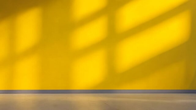 Bright Yellow Wall Interior Design with Lamp and Plant