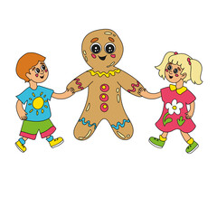 kids playing with toys and gingerbread 