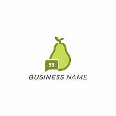 design logo creative pear fruit and text message