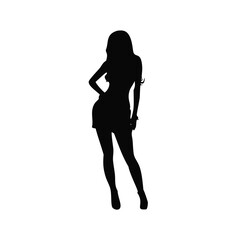 Woman silhouette stylish pose mini dress fashion model