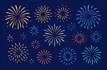 Fireworks Display Set – Night Sky Background