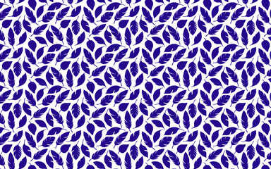 Seamless vector pattern featuring a mix of tropical leaves in a hand drawn style, perfect for fabric design, wrapping paper, and nature-themed decorative projects