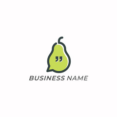 design logo creative pear fruit and text symbol