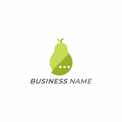 design logo creative bubble chat and pear fruit
