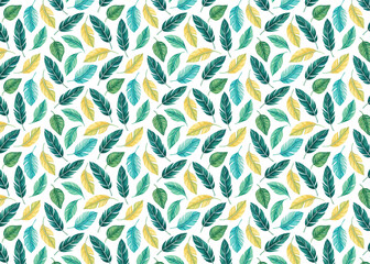 Hand painted seamless pattern of boho watercolor tropical foliage and botanical leaves, ideal for textile, wallpaper, modern decor, and trendy bohemian design
