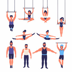 Circus performers gymnasts trapeze artistic acrobat