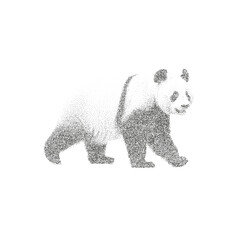 Panda Stippling Illustration – Black and White Dotwork Vector Drawing of Giant Panda