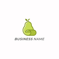 design logo combine pear and paper roll
