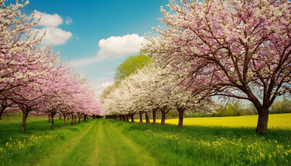 Obraz premium blooming cherry tree in spring