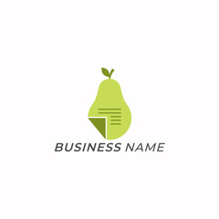 design logo creative paper and fruit pear