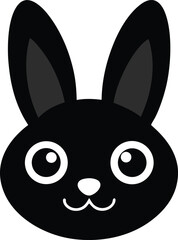 Adorable Black Bunny Rabbit Cute Cartoon Animal Illustration
