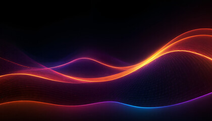 Beautiful luxury 3D modern abstract neon red purple pink background composed of waves with light digital effect in futuristic style.