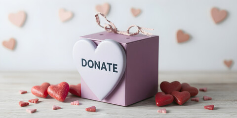 Heart shaped donation box for emergency funds copy space image