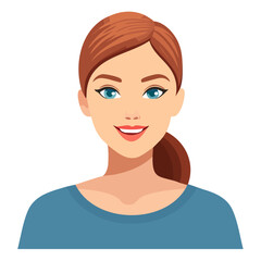 Flat Vector. Portrait of only one Woman. Simple Background.