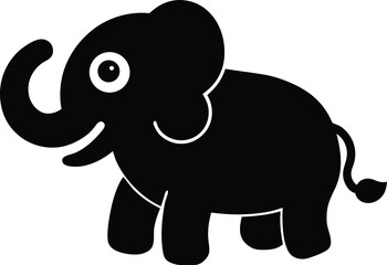 Adorable Cartoon Elephant Illustration A Delightful Black and White Design