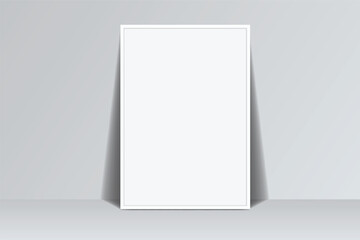 Realistic blank plastic frame photo mockup. Empty rectangular picture frame template isolated on transparent background. Vector mockup for picture, painting, poster, photographs or art gallery