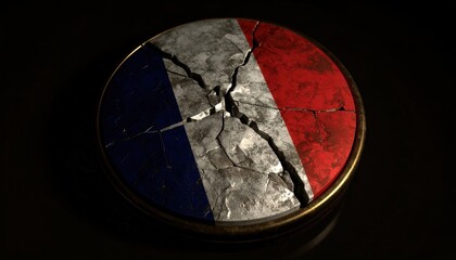 Fototapeta premium Fragmented French Flag Symbolizing National Resilience and Unity