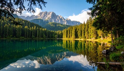 Obraz premium Serene Mountain Lake Reflection