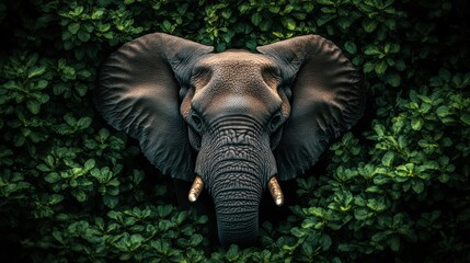 Portrait of majestic african elephant standing amidst vibrant foliage nature wildlife harmony animal