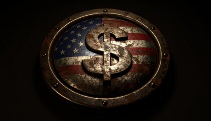 Fototapeta premium Symbolic American Dollar Sign with Flag Background