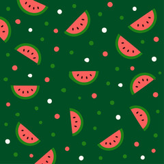 Watermelon Pattern Green Background Summer Time Illustration