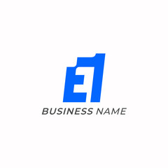 design logo combine number 1 and letter E