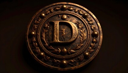 Intricate Golden Crest with Elegant Letter D Emblem