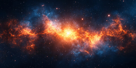 Fototapeta premium A vibrant nebula explodes with fiery energy, showcasing the universe's awe-inspiring power and beauty.